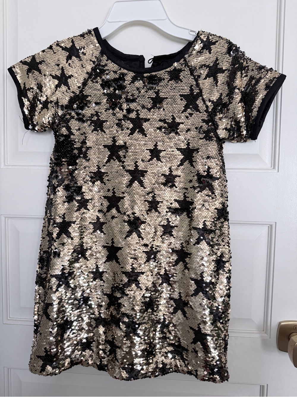 Peek Girls' Sequin Star Dress - Gold & Black